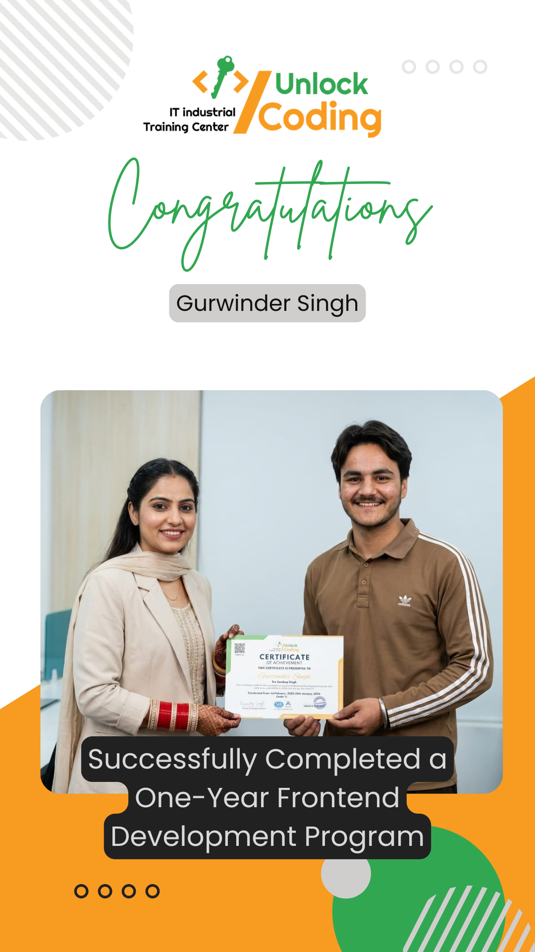 Successfully Completed a One-Year Frontend Development Program